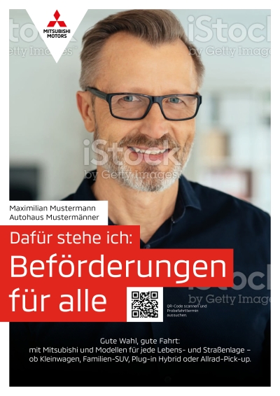 Guerilla-Plakat Handelsmarketing für Mitsubishi