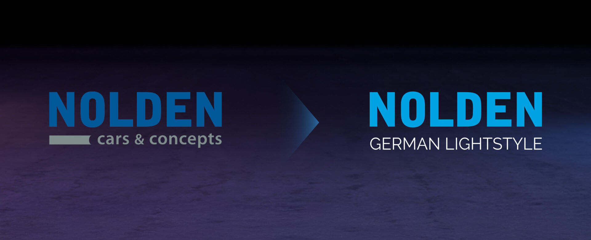 Logo-Entwicklung von Nolden – altes Logo „Nolden cars u0026 concepts“ und neues Logo „Nolden German Lightstyle“ nebeneinander dargestellt