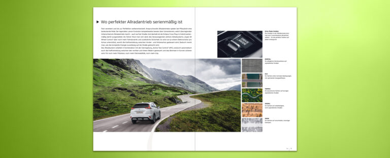 VOON Werbeagentur Case – Literaturkonzept Modellprospekt Mitsubishi Eclipse Cross Plug-in Hybrid Doppelseiten-Beispiele 2