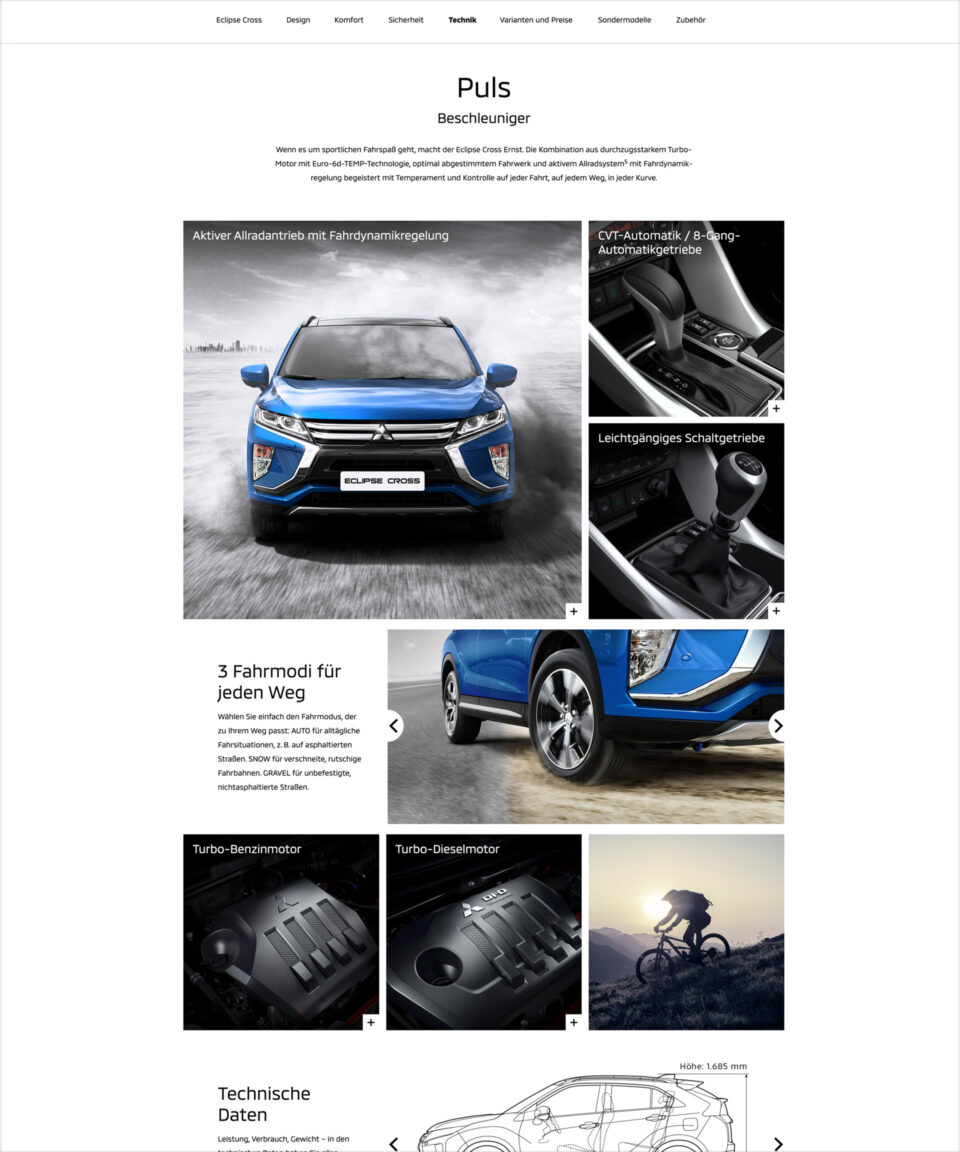 VOON Werbeagentur Case – Redesign Modellseite Mitsubishi Eclipse Cross