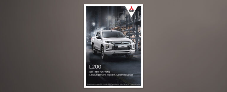 VOON Werbeagentur Case – Literaturkonzept Modellprospekt Mitsubishi L200 Titel und erste Doppelseite