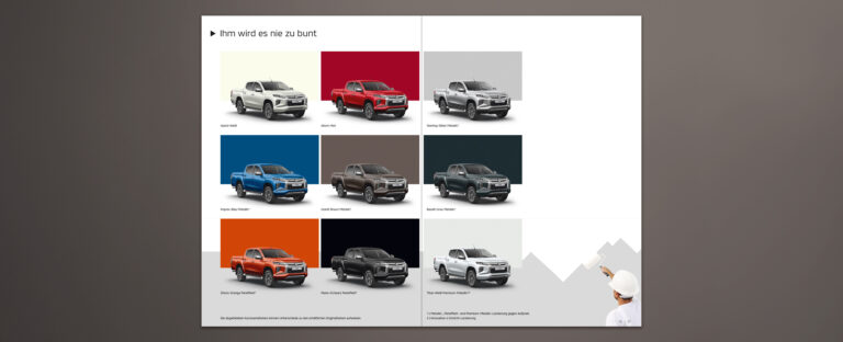 VOON Werbeagentur Case – Literaturkonzept Modellprospekt Mitsubishi L200 Doppelseiten-Beispiele 2