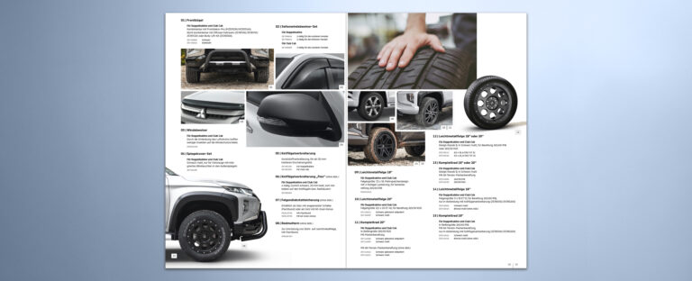 VOON Werbeagentur Case – Literaturkonzept Zubehörprospekt Mitsubishi L200 Doppelseiten-Beispiele 1
