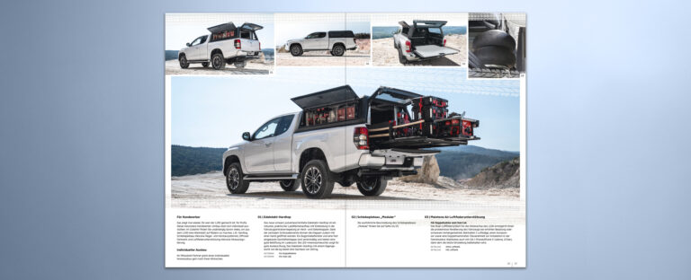 VOON Werbeagentur Case – Literaturkonzept Zubehörprospekt Mitsubishi L200 Doppelseiten-Beispiele 2