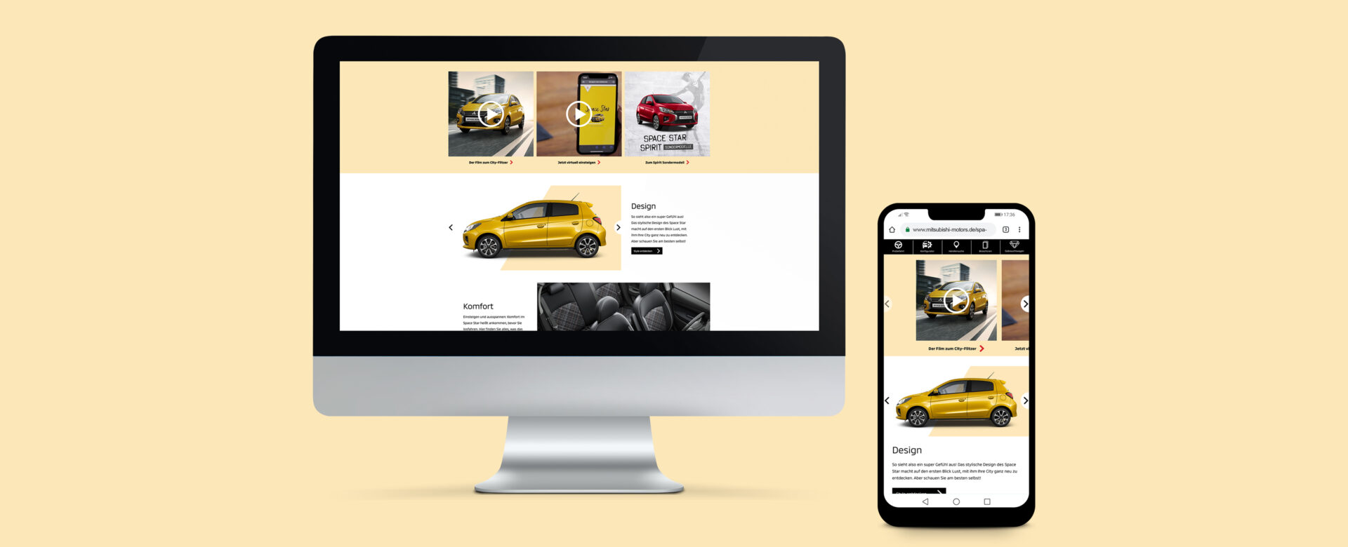 VOON Werbeagentur Case – Redesign Modellseiten Mitsubishi Desktop und mobile