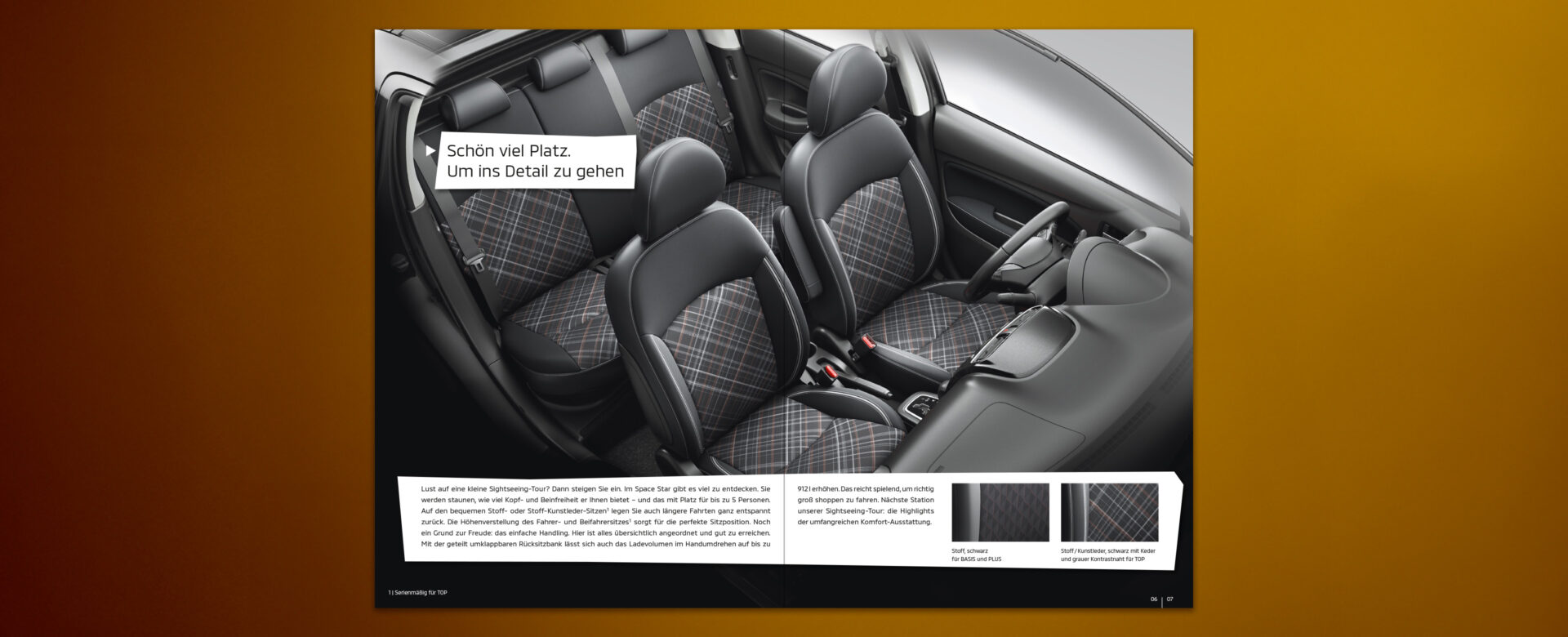 VOON Werbeagentur Case – Literaturkonzept Modellprospekt Mitsubishi Space Star Titel und erste Doppelseite