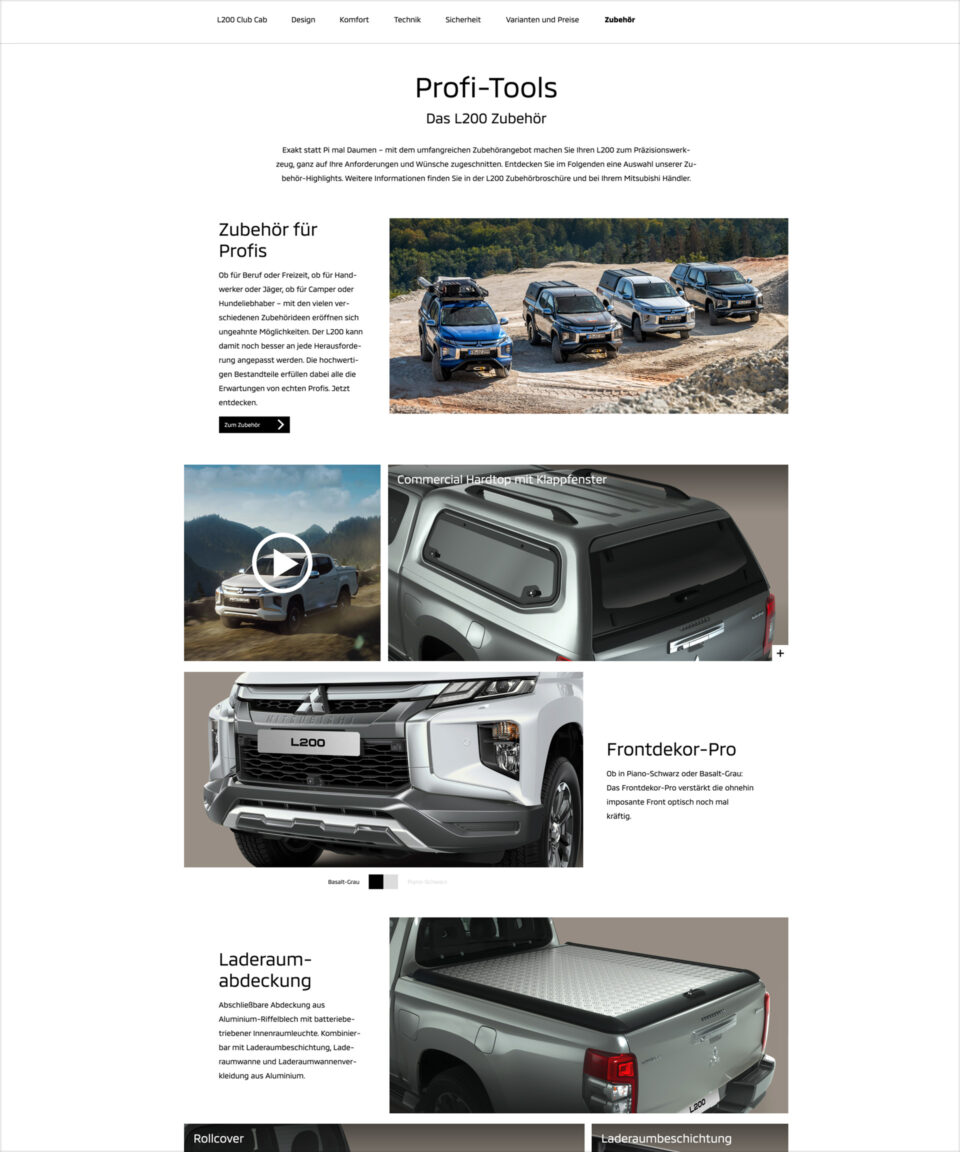 VOON Werbeagentur Case – Redesign Modellseite Mitsubishi L200