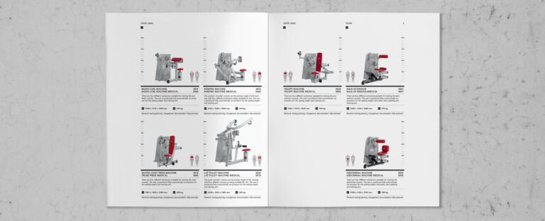 VOON Werbeagentur Case – Literaturkonzept für gym80 Produktbroschüre 4E Medical, Doppelseiten 2