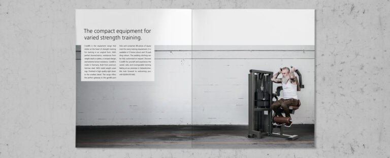 VOON Werbeagentur Case – Literaturkonzept für gym80 Produktbroschüre Core80, Doppelseiten 1