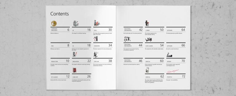 VOON Werbeagentur Case – Literaturkonzept für gym80 Imagebroschüre, Doppelseiten 2