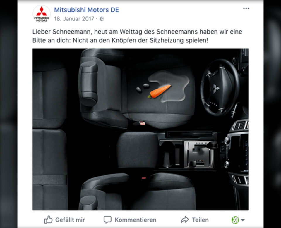 VOON Werbeagentur Case – Mitsubishi Social Media Post Sondermodellkampagne