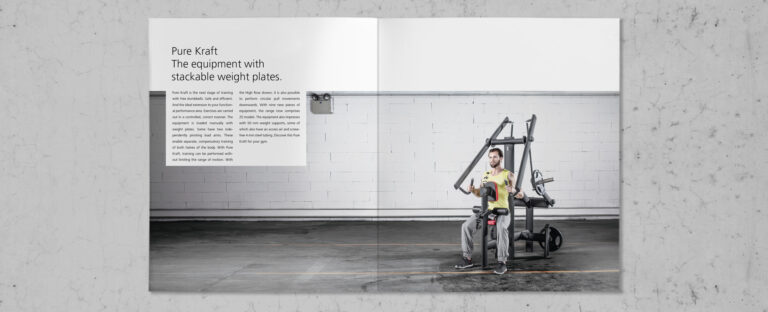 VOON Werbeagentur Case – Literaturkonzept für gym80 Produktbroschüre Sygnum, Doppelseite 1