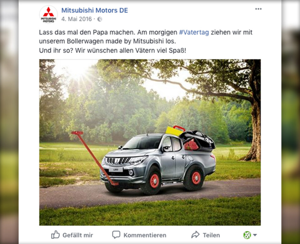 VOON Werbeagentur Case – Mitsubishi Social Media Post zum Vatertag
